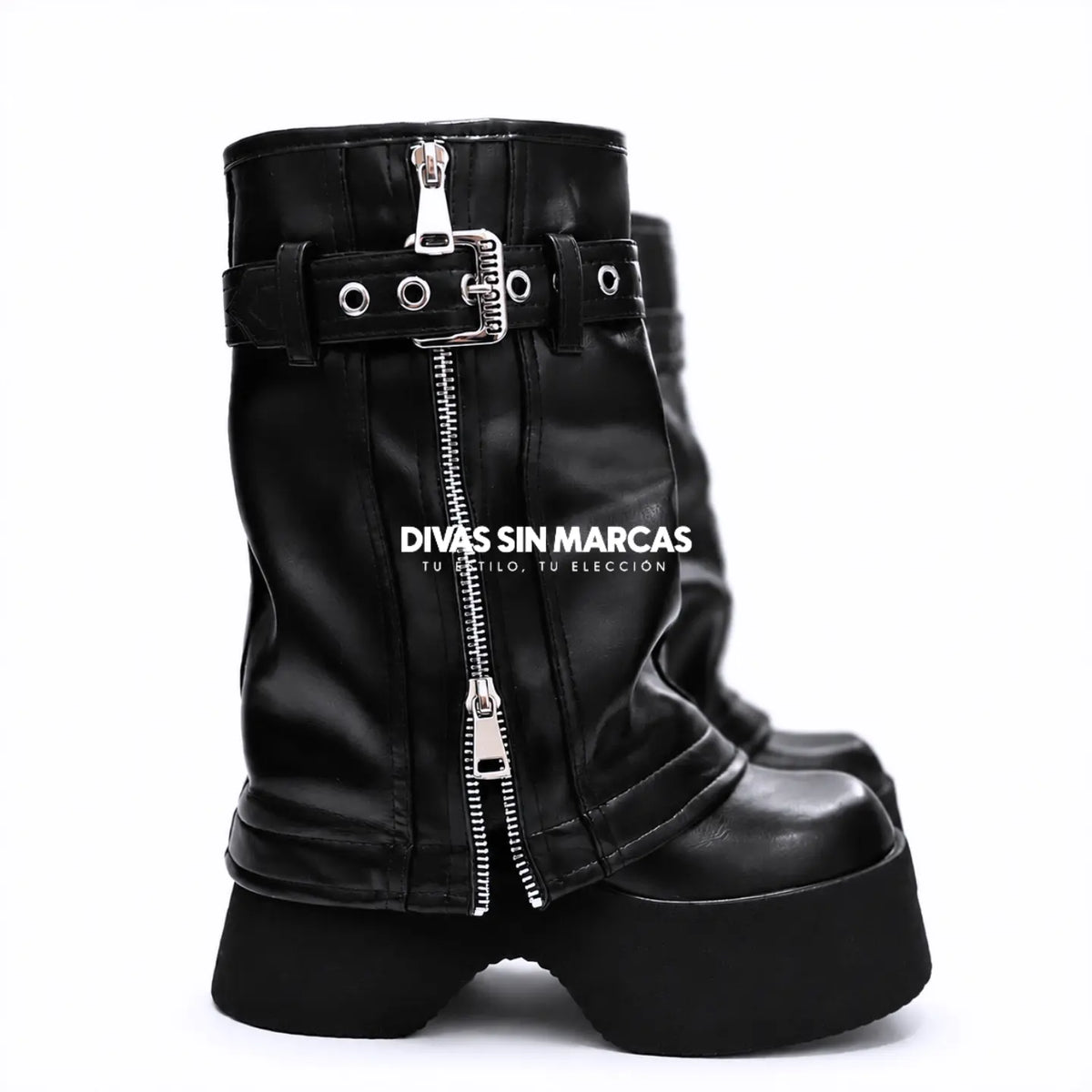 BOTA PLATAFORMA POLAINA MODA