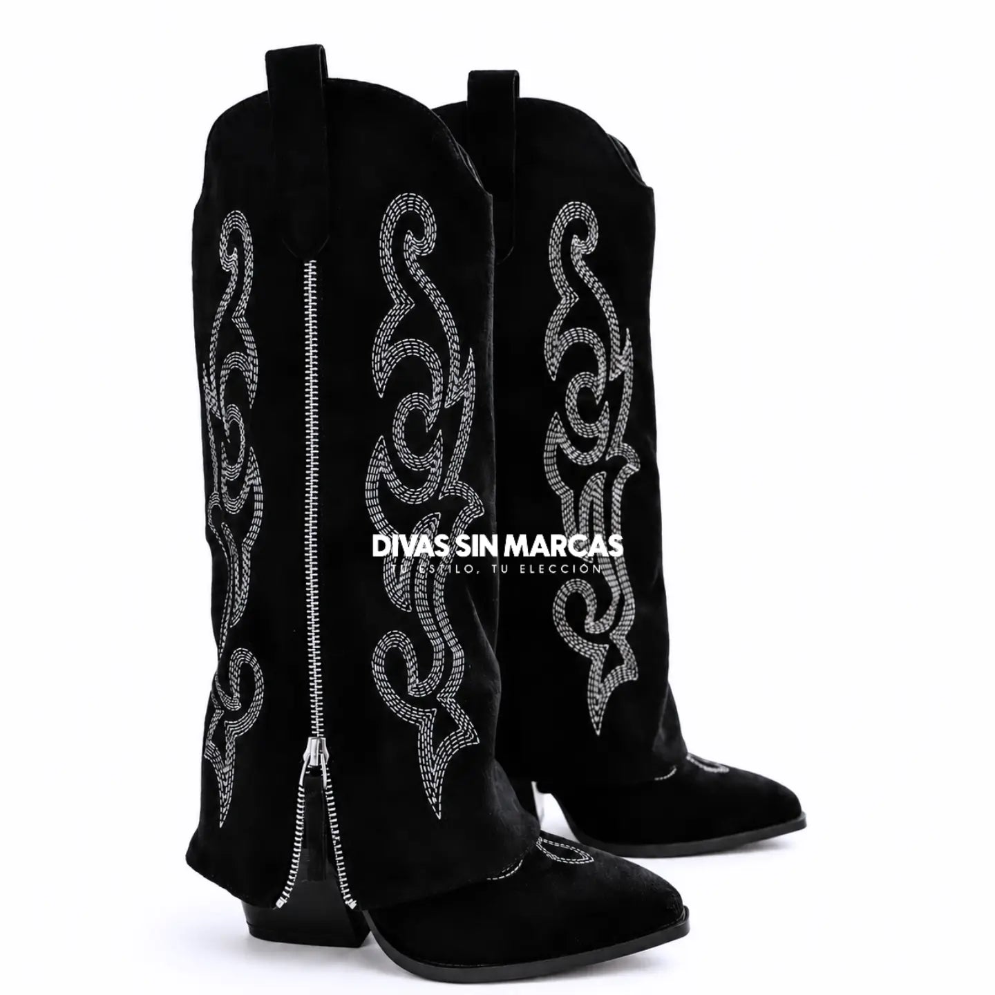 BOTA TEXANA CON POLAINA BORDADA